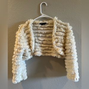 BCBG Maxazria Rabbit Fur Bolero Women’s Size Small Creme